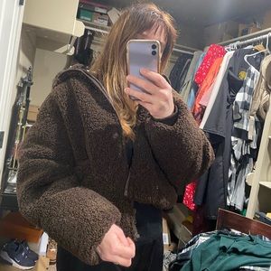 Topshop Cropped Teddy Jacket